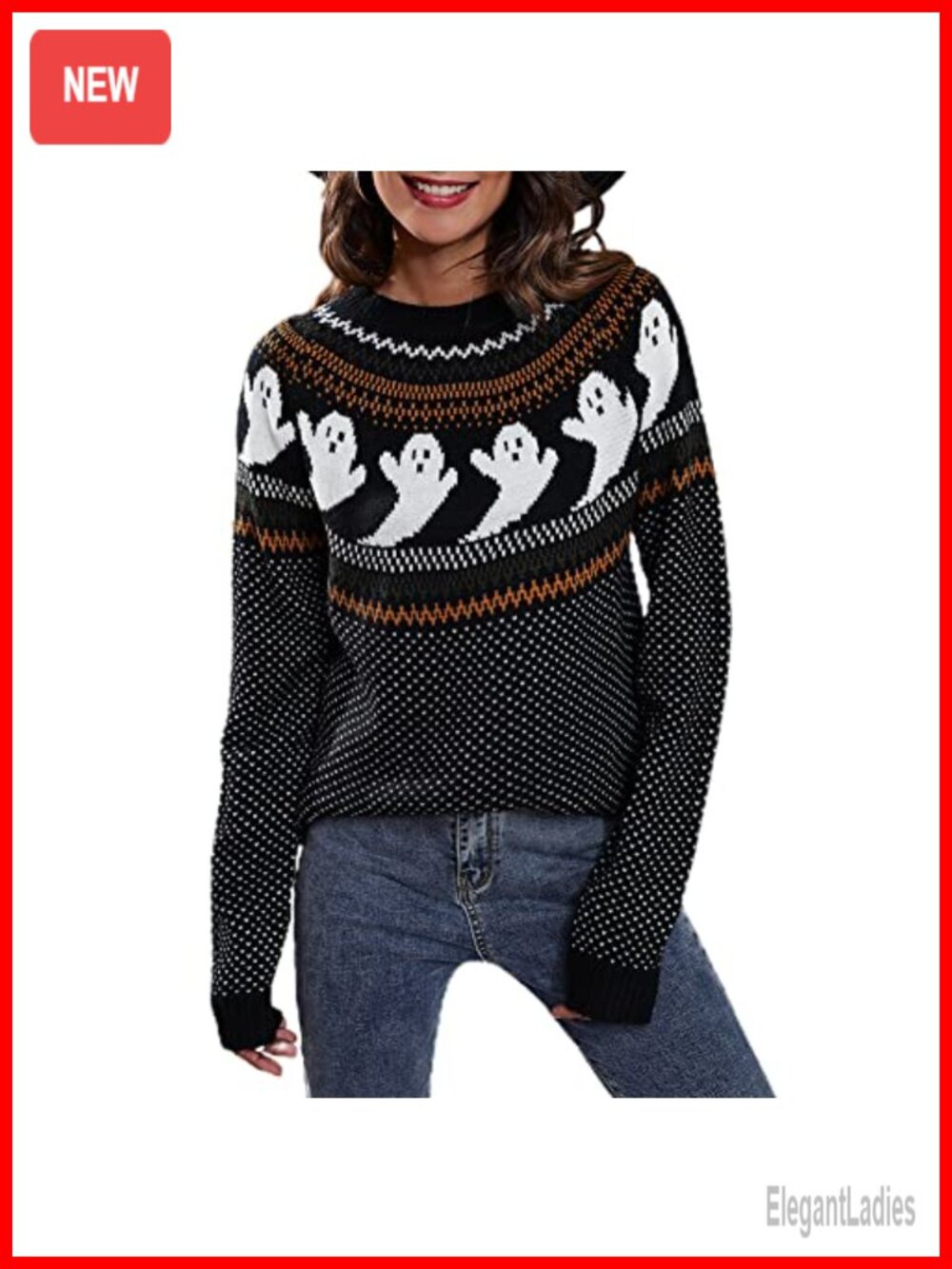 Women's Leopard Print Knitted Pullover Sweater Long Sleeve Crew Neck Jumper